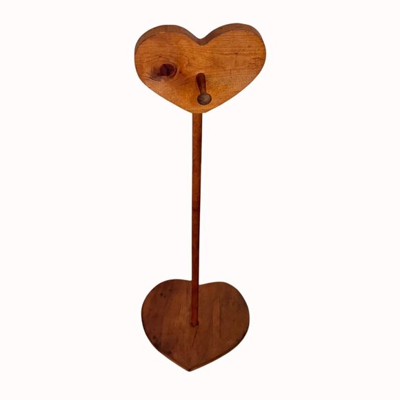 Christmas Mistletoe Ornament Display Stand Rustic Wooden Heart Stocking Holder - Picture 4 of 14